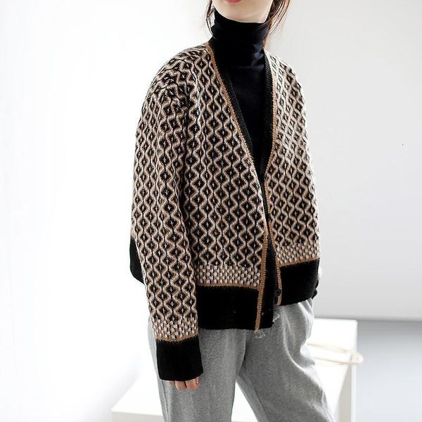 women's sweaters fashion spring cardigan vintage argyle girly nightgown korean style loose autumn knit clothe r8mn, White;black
women's sweaters fashion spring cardigan vintage argyle girly nightgown korean style loose autumn knit clothe r8mn, White;black