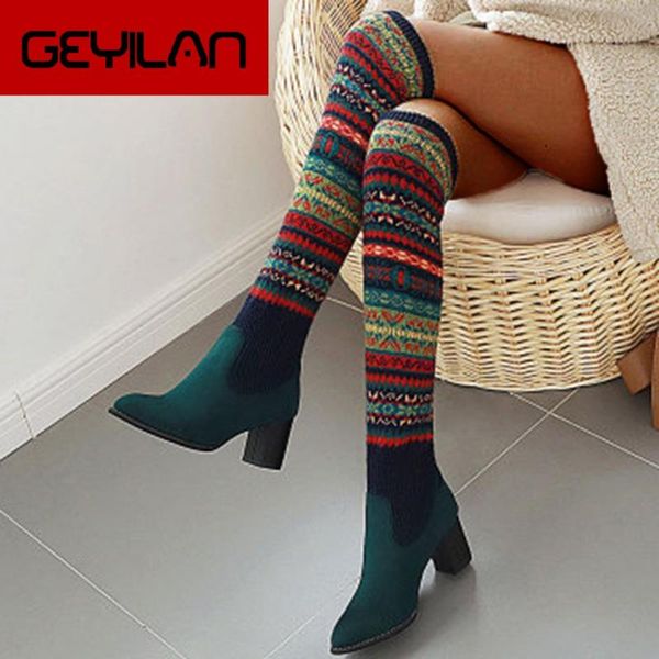 boots ethnic style women knit stitching ankle motorcycle thick heel tips suede shoes woman punk retro over the knee, Black
boots ethnic style women knit stitching ankle motorcycle thick heel tips suede shoes woman punk retro over the knee, Black