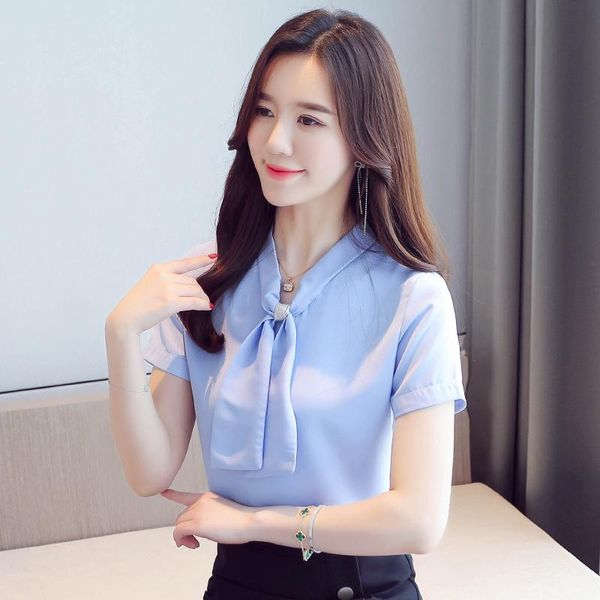 women's blouses & shirts 2021summer fashion chiffon solid color casual ladies shirt bow short sleeve, White
women's blouses & shirts 2021summer fashion chiffon solid color casual ladies shirt bow short sleeve, White