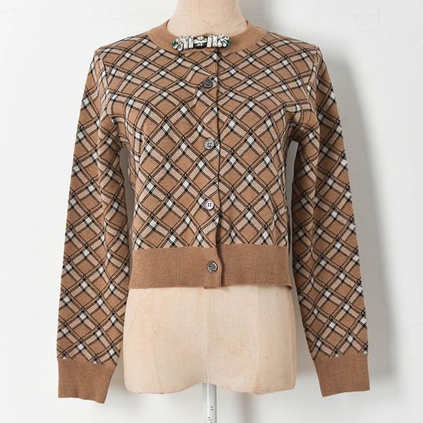 women's jackets winter plaid short cardigan runway sweater coat o-neck crystal brooch round neck single-breasted brown oq9r, Black;brown
women's jackets winter plaid short cardigan runway sweater coat o-neck crystal brooch round neck single-breasted brown oq9r, Black;brown