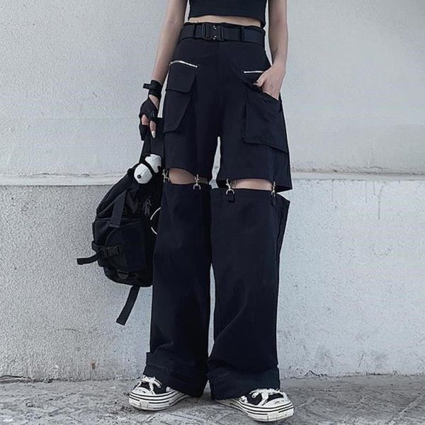 women's pants & capris hollow punk wide-leg gothic black overalls y2k street style female hip-hop european and american trend, Black;white
women's pants & capris hollow punk wide-leg gothic black overalls y2k street style female hip-hop european and american trend, Black;white