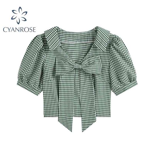 summer streetwear bow plaid print blouses women fashion retro puff short sleeve shirt female sweet tide casual blusas 210430, White
summer streetwear bow plaid print blouses women fashion retro puff short sleeve shirt female sweet tide casual blusas 210430, White