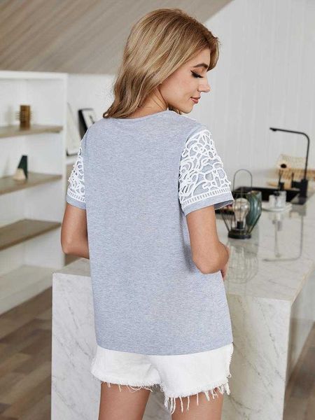 women's t-shirt spring summer solid color lace stitching bandage bowknot home casual short sl ceyf, White
women's t-shirt spring summer solid color lace stitching bandage bowknot home casual short sl ceyf, White