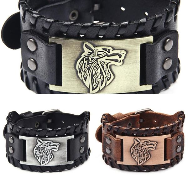 bangle men's alloy wolf head accessories wide woven leather jewelry boy bracelet, Black
bangle men's alloy wolf head accessories wide woven leather jewelry boy bracelet, Black