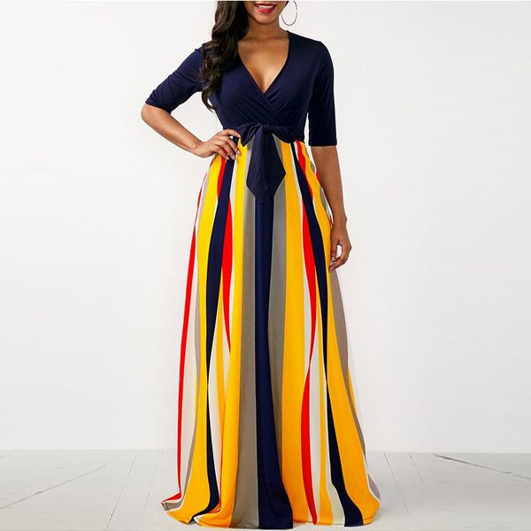 casual dresses missjoy summer maxi dress women rainbow stripe stitching v neck half sleeve holiday beach sundress lace up party robe, Black;gray
casual dresses missjoy summer maxi dress women rainbow stripe stitching v neck half sleeve holiday beach sundress lace up party robe, Black;gray