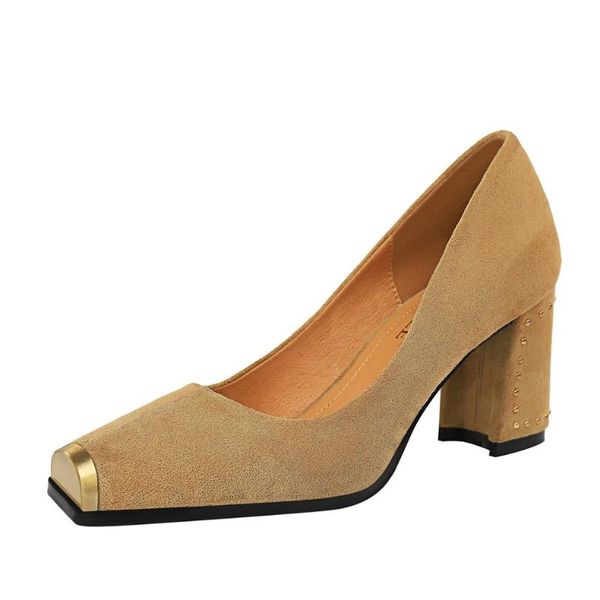 dress shoes spring and summer women's retro fashion nightclub high heel shallow mouth suede metal square head rivet single, Black
dress shoes spring and summer women's retro fashion nightclub high heel shallow mouth suede metal square head rivet single, Black
