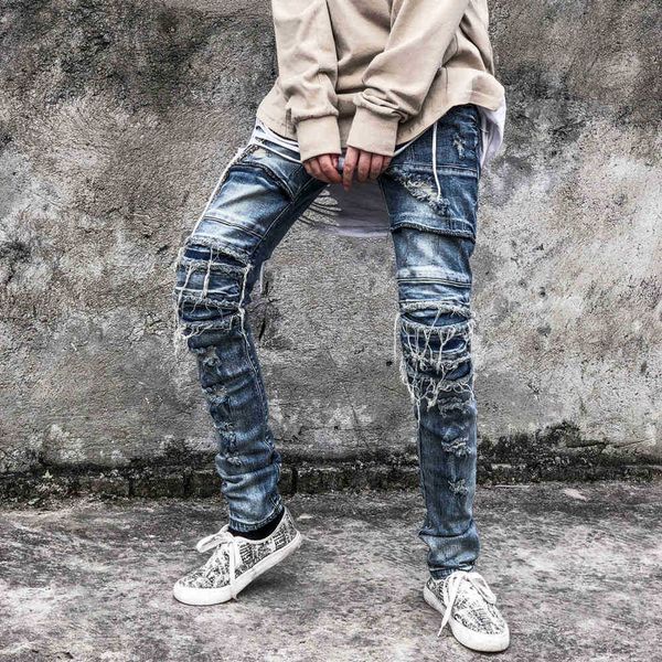 men's jeans jeans severe worn ripped vintage wash blue pleated skinny motorcycle biker couple men hip-hop street denim trousers kd3k
men's jeans jeans severe worn ripped vintage wash blue pleated skinny motorcycle biker couple men hip-hop street denim trousers kd3k