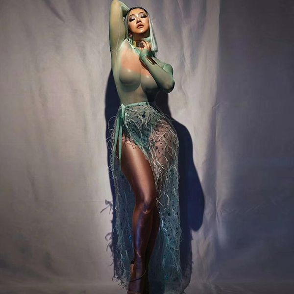 stretch sequin bodysuit feather jumpsuit women see through nightclub bar concert dj singer dancer costume stage women's jumpsuits & rom, Black;white
stretch sequin bodysuit feather jumpsuit women see through nightclub bar concert dj singer dancer costume stage women's jumpsuits & rom, Black;white