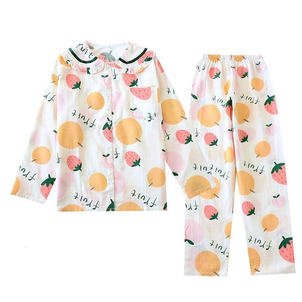 women's sleepwear spring new women full sleeve pajamas set cartoon fruits printed cute sweet doll collar ladies gauze cotton homew, Black;red
women's sleepwear spring new women full sleeve pajamas set cartoon fruits printed cute sweet doll collar ladies gauze cotton homew, Black;red