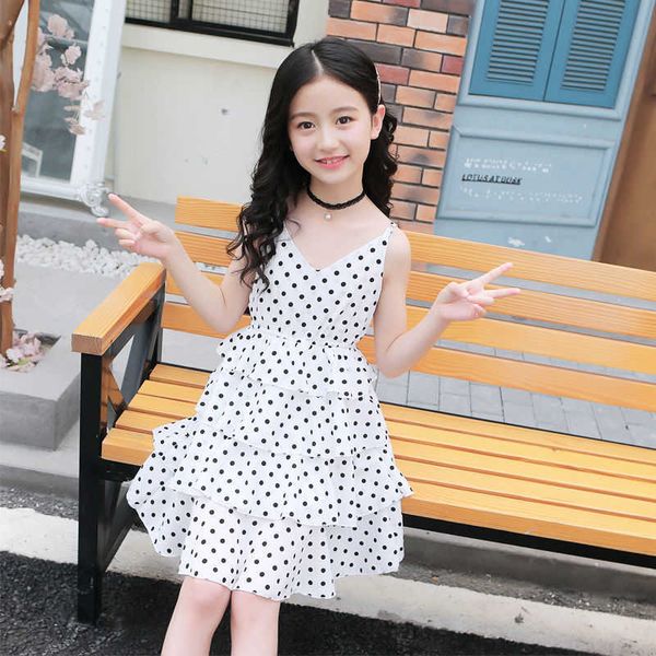 girls knee-length summer layered dress casual v-neck polka dot sleeveless sling dresses princess party birthday children clothes, Red;yellow 
girls knee-length summer layered dress casual v-neck polka dot sleeveless sling dresses princess party birthday children clothes, Red;yellow