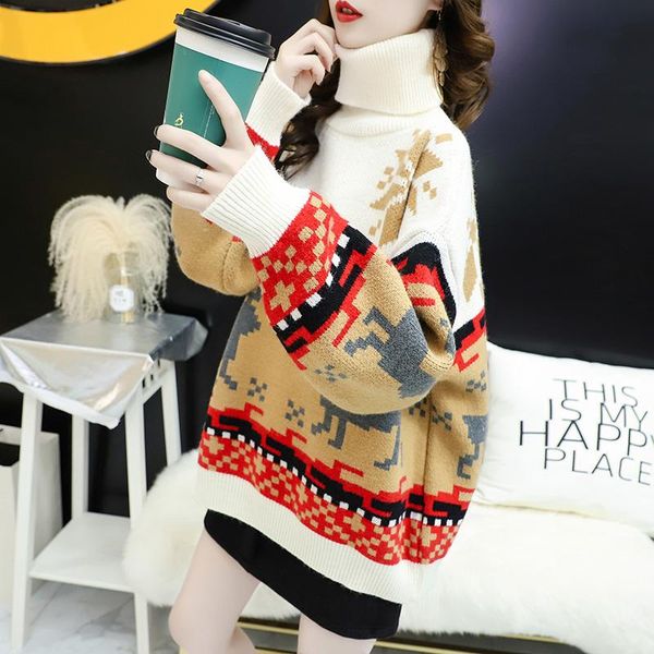#6388 winter christmas sweater women warm thick casual knitted turtleneck pullovers loose high neck cotton tide women's sweaters, White;black
#6388 winter christmas sweater women warm thick casual knitted turtleneck pullovers loose high neck cotton tide women's sweaters, White;black