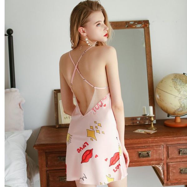 women's sleepwear ice silk sling nightdress thin lace backless chest pad back beauty nightgown, Black;red
women's sleepwear ice silk sling nightdress thin lace backless chest pad back beauty nightgown, Black;red
