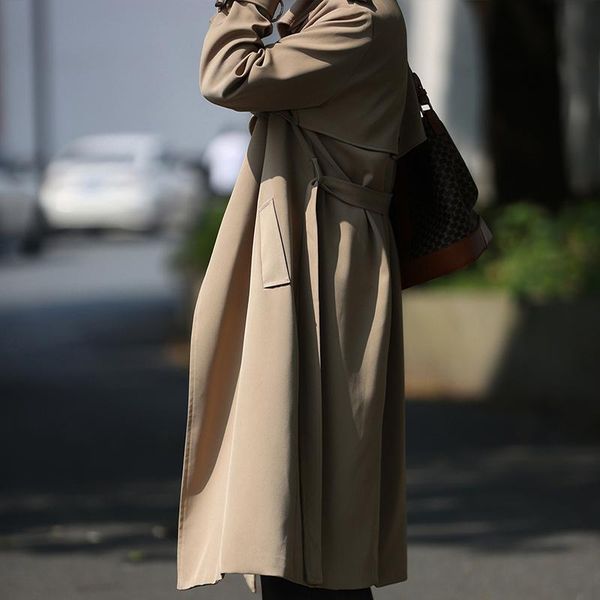 women's trench coats autumn 2021 long coat windbreaker korean style fashion loose drape office ladies high waist with belt, Tan;black
women's trench coats autumn 2021 long coat windbreaker korean style fashion loose drape office ladies high waist with belt, Tan;black