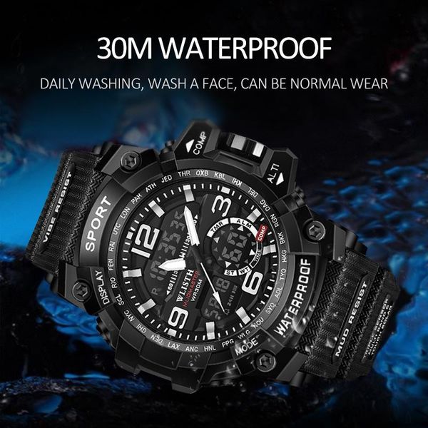 wristwatches wlith led military watch 30m men's waterproof sports multifunction fashion clock electronic dual display, Slivery;brown
wristwatches wlith led military watch 30m men's waterproof sports multifunction fashion clock electronic dual display, Slivery;brown