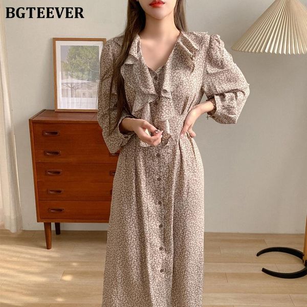 casual dresses bgteever autumn floral print lace-up women chiffon dress 2021 fashion v-neck ruffles ladies a-line female single-breasted, Black;gray
casual dresses bgteever autumn floral print lace-up women chiffon dress 2021 fashion v-neck ruffles ladies a-line female single-breasted, Black;gray