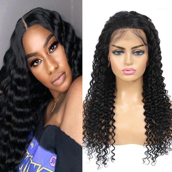 lace front human hair wigs for black women brazilian deep wave 13x4 wig pre plucked with baby natural color1, Black;brown
lace front human hair wigs for black women brazilian deep wave 13x4 wig pre plucked with baby natural color1, Black;brown