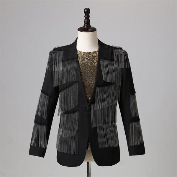 men's suits & blazers style suit wedding dress tassel black fashion male singer ropa hombre stage performance court dance, White;black
men's suits & blazers style suit wedding dress tassel black fashion male singer ropa hombre stage performance court dance, White;black