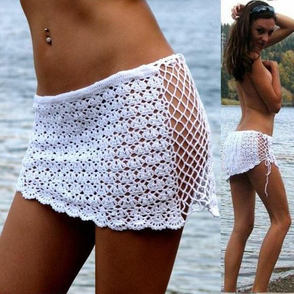 women crochet bikini cover up hollow out see through swimwear bathing suit summer beach wrap skirt women's, White;black
women crochet bikini cover up hollow out see through swimwear bathing suit summer beach wrap skirt women's, White;black