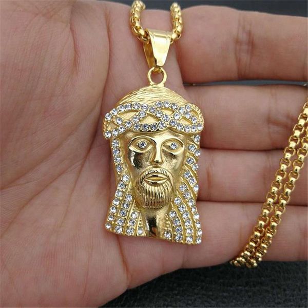 pendant necklaces hip hop iced out bling jesus head necklace men stainless steel gold color piece male catholic jewelry, Silver
pendant necklaces hip hop iced out bling jesus head necklace men stainless steel gold color piece male catholic jewelry, Silver