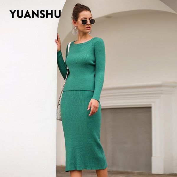 two piece dress yuanshu autumn knitted 2 set women long sleeve o neck sweater elastic waist skirt female suit, White
two piece dress yuanshu autumn knitted 2 set women long sleeve o neck sweater elastic waist skirt female suit, White