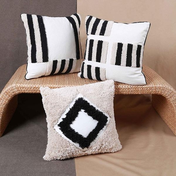 pillow case boho throw beige black moroccan woven tufted textured embroidery irregular striped square cushion cover
pillow case boho throw beige black moroccan woven tufted textured embroidery irregular striped square cushion cover