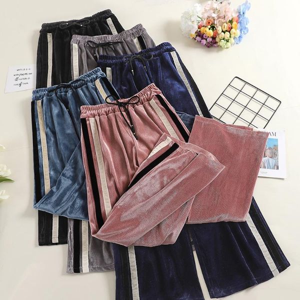 women's pants & capris 2021 fashion wide leg velvet high waist loose thin sports trousers, Black;white
women's pants & capris 2021 fashion wide leg velvet high waist loose thin sports trousers, Black;white