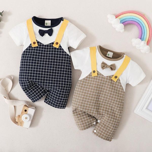 0-24m born baby boys gentlemen romper one piece plaid printed patchwork bow tie short sleeve jumpsuits, Blue
0-24m born baby boys gentlemen romper one piece plaid printed patchwork bow tie short sleeve jumpsuits, Blue
