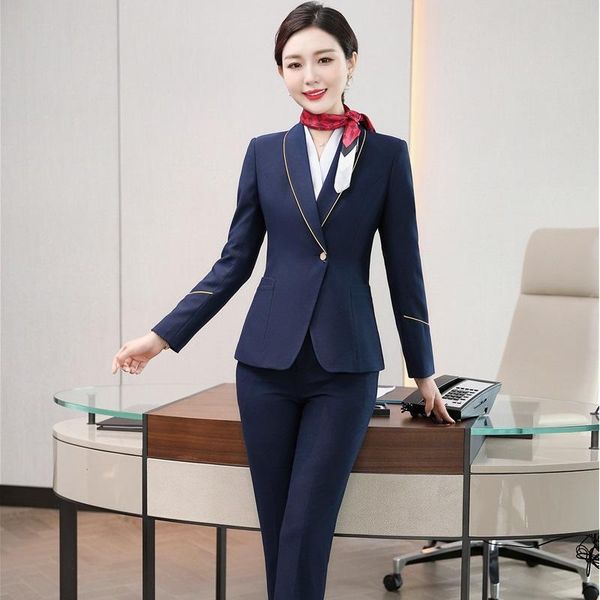 women's two piece pants novelty fashion blue formal women business suits with and ladies office work wear professional ol styles blaze, White
women's two piece pants novelty fashion blue formal women business suits with and ladies office work wear professional ol styles blaze, White