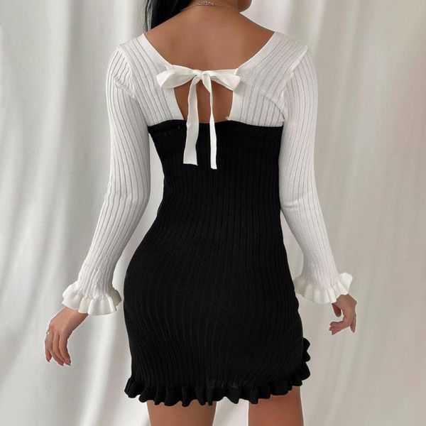 casual dresses beautiful party dress square neck chic lace up ruffle mini women, Black;gray
casual dresses beautiful party dress square neck chic lace up ruffle mini women, Black;gray