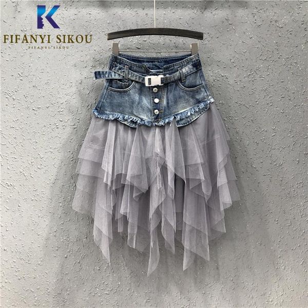 skirts mesh splice a-line denim skirt women summer fashion high waist female loose plus size casual midi knee length, Black
skirts mesh splice a-line denim skirt women summer fashion high waist female loose plus size casual midi knee length, Black