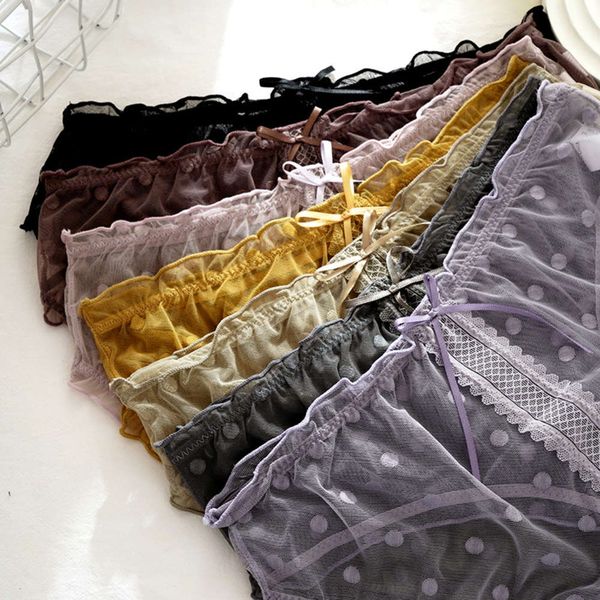 traceless wave point lace women's underwear transparent hollowed out low waist fun triangle girl, Black;white
traceless wave point lace women's underwear transparent hollowed out low waist fun triangle girl, Black;white