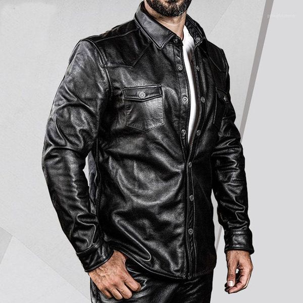 men's first layer cowhide shirt spring autumn motorcycle genuine leather casual & faux, Black
men's first layer cowhide shirt spring autumn motorcycle genuine leather casual & faux, Black