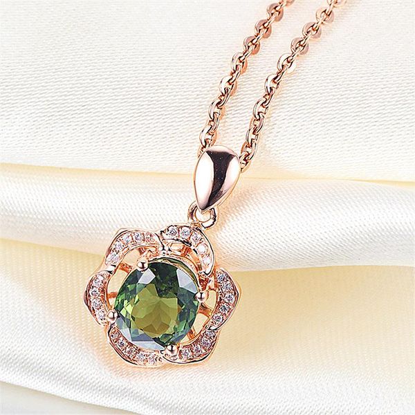 exquisite rose gold plated flower necklace green zircon crystal bridal wedding jewelry for women gifts pendant necklaces, Silver
exquisite rose gold plated flower necklace green zircon crystal bridal wedding jewelry for women gifts pendant necklaces, Silver