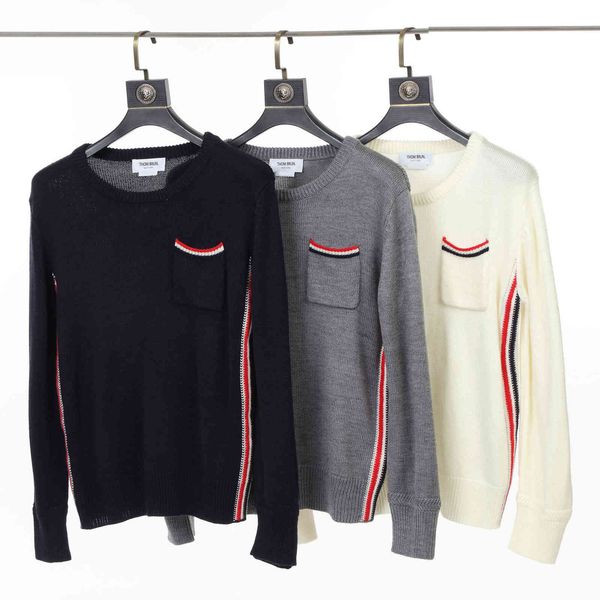 sweater knit tb chao brand autumn winter sleeve white blue stripe bottomed, White;black
sweater knit tb chao brand autumn winter sleeve white blue stripe bottomed, White;black
