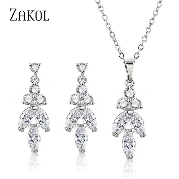 earrings & necklace zakol 2021 2 color cubic zirconia leaf dangle set for women elegant bridal wedding party jewelry dress, Silver
earrings & necklace zakol 2021 2 color cubic zirconia leaf dangle set for women elegant bridal wedding party jewelry dress, Silver