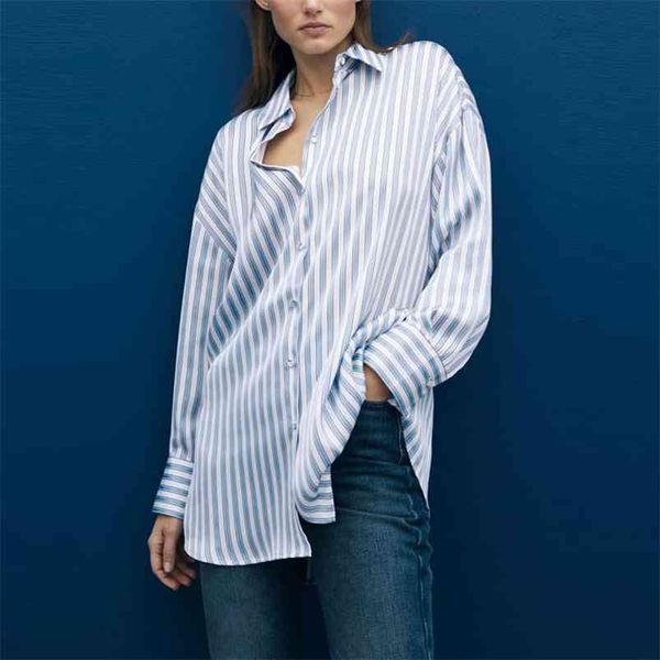 women summer striped loose shirts blouses za long sleeve turn-down collar female fashion street smock blusas 210513, White
women summer striped loose shirts blouses za long sleeve turn-down collar female fashion street smock blusas 210513, White
