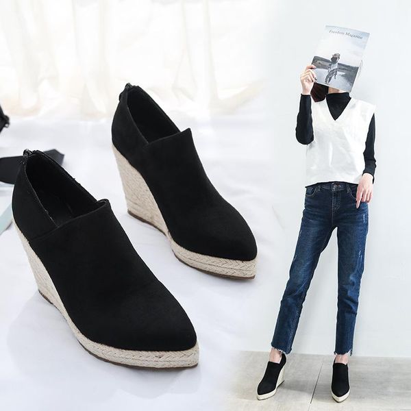 dress shoes women's high heel wedge sandals 2021 spring and summer style pointed toe thick bottom fashion heels straw, Black
dress shoes women's high heel wedge sandals 2021 spring and summer style pointed toe thick bottom fashion heels straw, Black