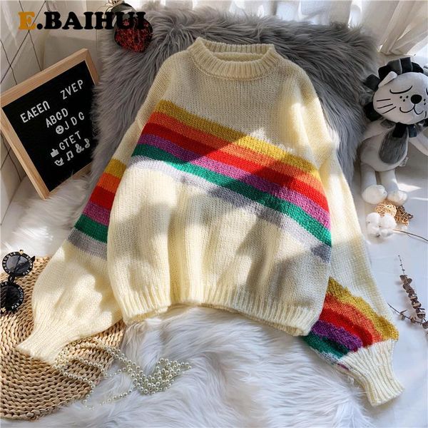 women's sweaters ebaihui fall winter rainbow strip puff long sleeve short knitted jumper casual loose pullovers female, White;black
women's sweaters ebaihui fall winter rainbow strip puff long sleeve short knitted jumper casual loose pullovers female, White;black