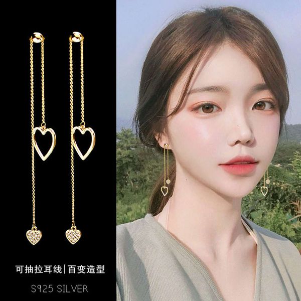 korean simple double love tassel and super long rhinestone s925 silver needle ear thread earrings for women, Black
korean simple double love tassel and super long rhinestone s925 silver needle ear thread earrings for women, Black