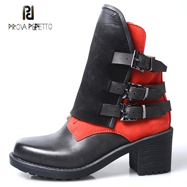 boots prova perfetto genuine leather winter boot women mixed color belt buckle thick bottom high heel motocycle females, Black
boots prova perfetto genuine leather winter boot women mixed color belt buckle thick bottom high heel motocycle females, Black