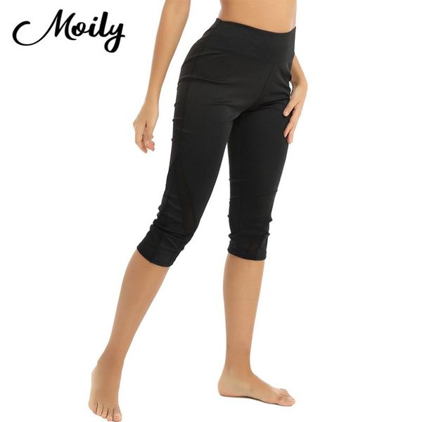 women's leggings calf-length capri pants leisure sports women fitness gym high waist legging girls mesh spliced stretchy 3/4, Black
women's leggings calf-length capri pants leisure sports women fitness gym high waist legging girls mesh spliced stretchy 3/4, Black