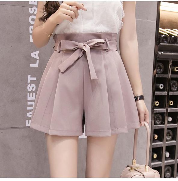 women's shorts 2021 korean chic lace-up bowknot high waist womens fashion pleated wide leg summer casual loose, White;black
women's shorts 2021 korean chic lace-up bowknot high waist womens fashion pleated wide leg summer casual loose, White;black