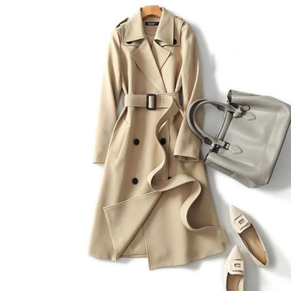 women's trench coats temperament coat 2021 spring autumn double-breasted strap button abrigos slim female mid-length british windbreake, Tan;black
women's trench coats temperament coat 2021 spring autumn double-breasted strap button abrigos slim female mid-length british windbreake, Tan;black