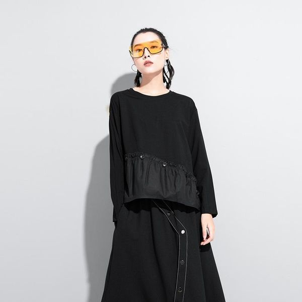 women's t-shirt female t-shirts bottoming button dark black long-sleeved blouse y2k plus size, White
women's t-shirt female t-shirts bottoming button dark black long-sleeved blouse y2k plus size, White
