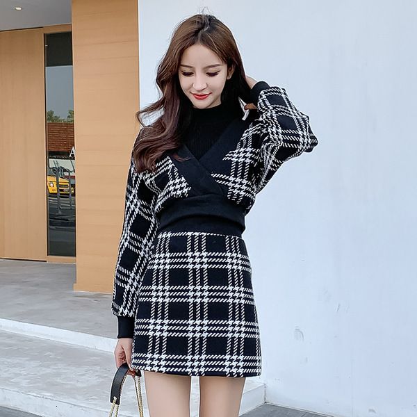dresses elegant 2 piece outfits women v neck long sleeve sweater high waist pencil skirts korean fashion plaid sets, White
dresses elegant 2 piece outfits women v neck long sleeve sweater high waist pencil skirts korean fashion plaid sets, White