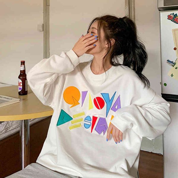 women's jackets heavy cotton korean style embroidery industry loose around the neck of long sleeve female oversized crewneck sweatshirt, Black;brown
women's jackets heavy cotton korean style embroidery industry loose around the neck of long sleeve female oversized crewneck sweatshirt, Black;brown