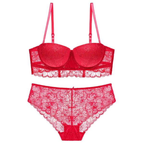 bra set 1710 lace half cup big red wedding girls underwear gathered suit, Red;black
bra set 1710 lace half cup big red wedding girls underwear gathered suit, Red;black