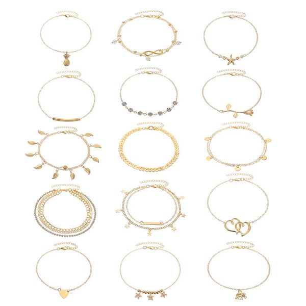 15pcs/set ankle bracelets for women girls gold silver two style chain beach anklet bracelet jewelry anklet set,adjustable size, Red;blue
15pcs/set ankle bracelets for women girls gold silver two style chain beach anklet bracelet jewelry anklet set,adjustable size, Red;blue