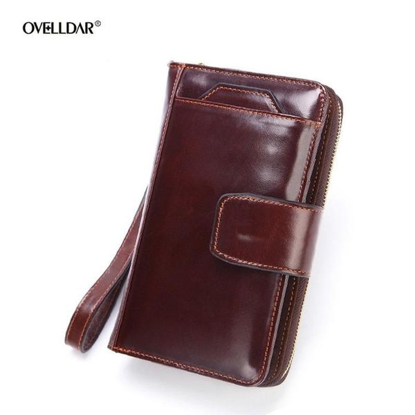 wallets leather wallet men's hand zipper bag retro oil wax mobile phone, Red;black 
wallets leather wallet men's hand zipper bag retro oil wax mobile phone, Red;black