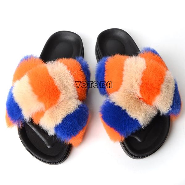 fashion rainbow color cross faux fur slippers women warm slides casual outdoor flats plush shoes open toe flip flops, Black
fashion rainbow color cross faux fur slippers women warm slides casual outdoor flats plush shoes open toe flip flops, Black